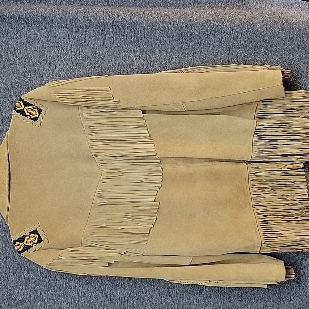 Western Fringed And Beaded Jacket By Real Leather Women's Size XL - Picture 6 of 15